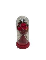 Glasglocke mit Rote-Rosen