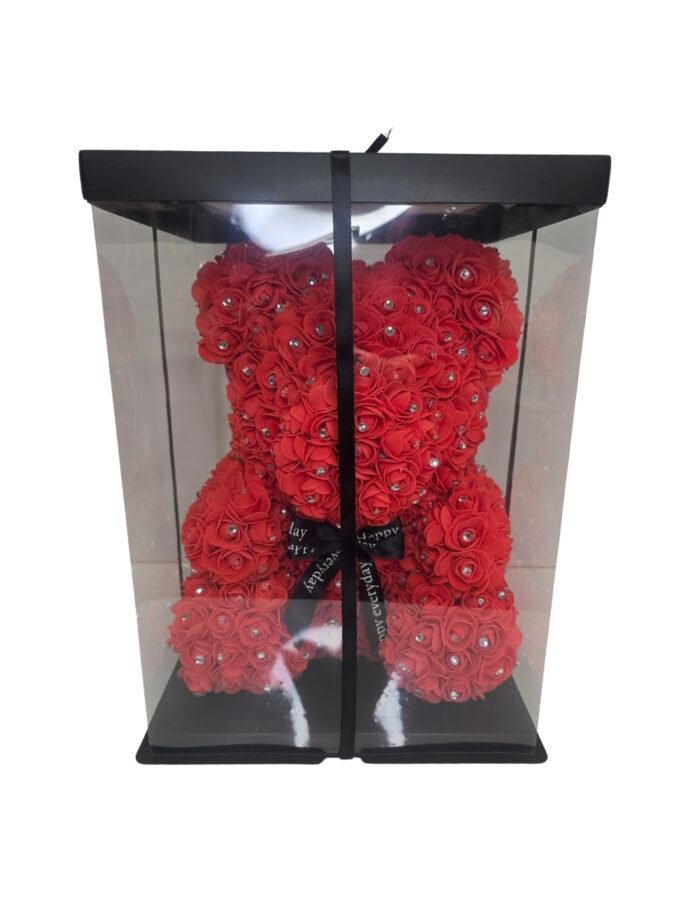 Rosenbär XL-Rot mit Glitzer