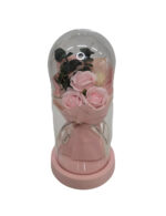 Glasglocke mit Pink-Rosen