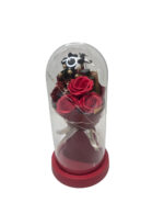 Glasglocke mit Rote-Rosen