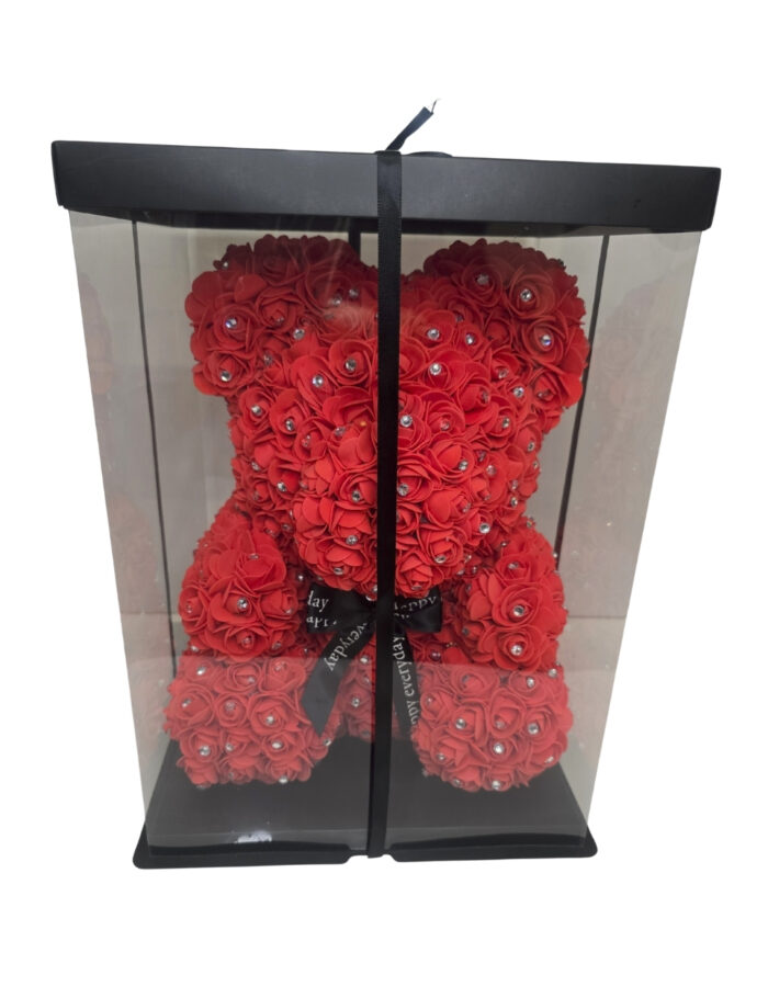 Rosenbär XL-Rot mit Glitzer