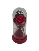 Glasglocke mit Rote-Rosen